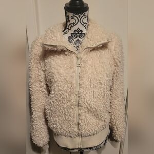 Zara TRF Collection Fuzzy Cream Bomber Jacket Sz Med